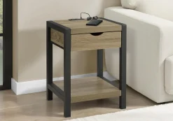 Table d'appoint avec rangement, prise électrique et ports usb - Monarch