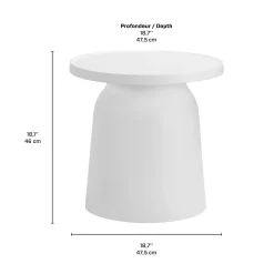 Table d’appoint d’extérieur en résine - blanc