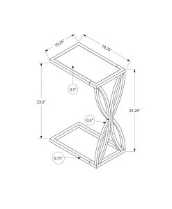 Table d'appoint en c - base avec motif de pétales, rectangulaire - 25