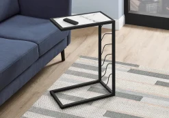 Table d'appoint en c - base avec motif de vagues, rectangulaire - 25"H - fau - Monarch