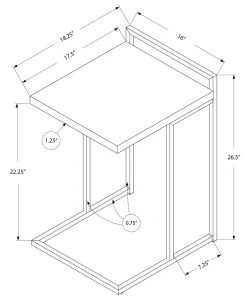 Table d'appoint en forme de c - dessus de panneau épais, large, rectangulai - Monarch