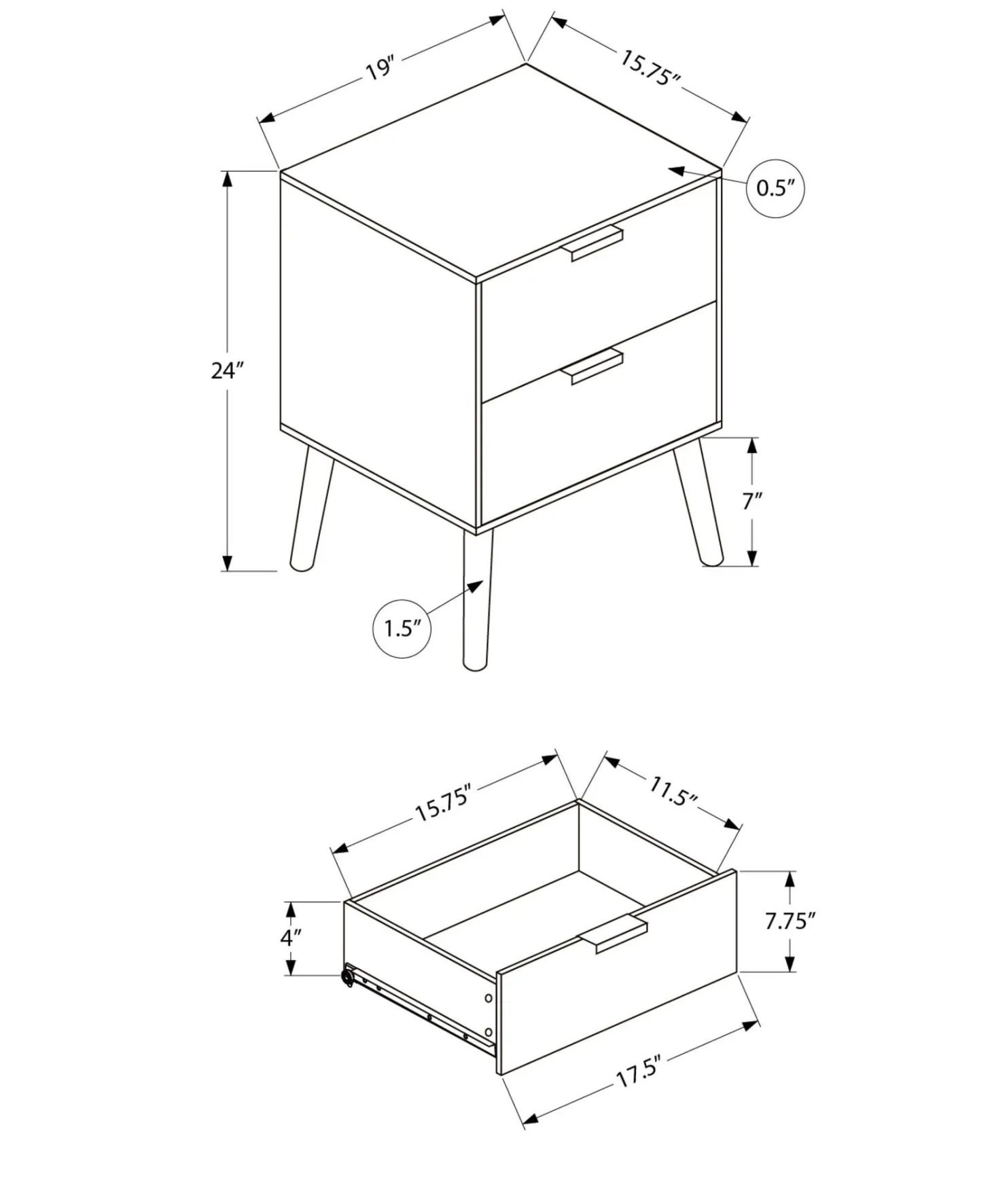 Table d'appoint 24"H avec rangement - Monarch