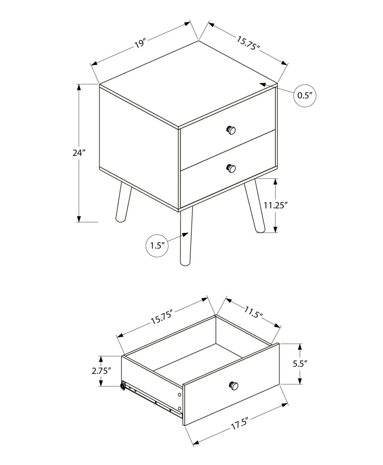 Table d'appoint 24"H avec rangement - Monarch