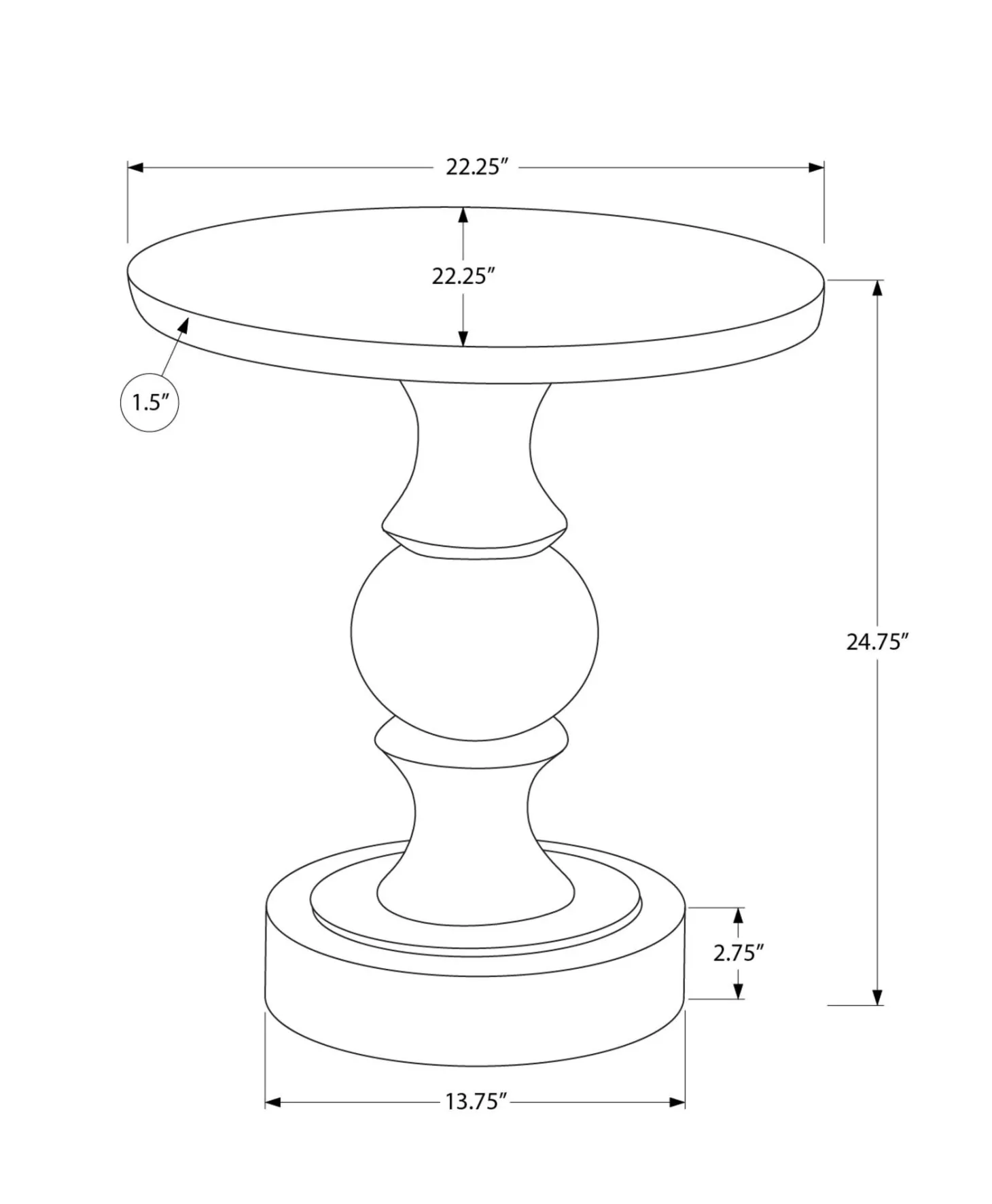 Table d'appoint intérieur ou extérieur 25"h - Monarch