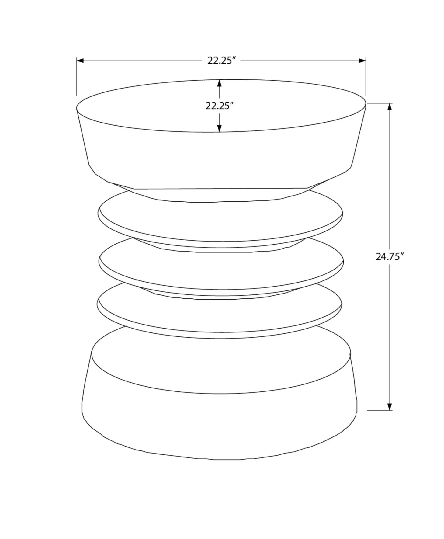 Table d'appoint intérieur ou extérieur 25"h - Monarch