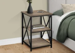 Table d'appoint, table de nuit - 3 niveaux, 2 tablettes, carré - 26