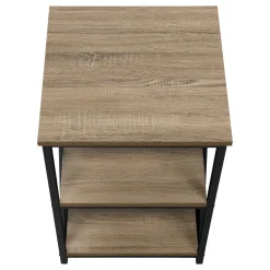 Table d'appoint, table de nuit - 3 niveaux, 2 tablettes, carré - 26