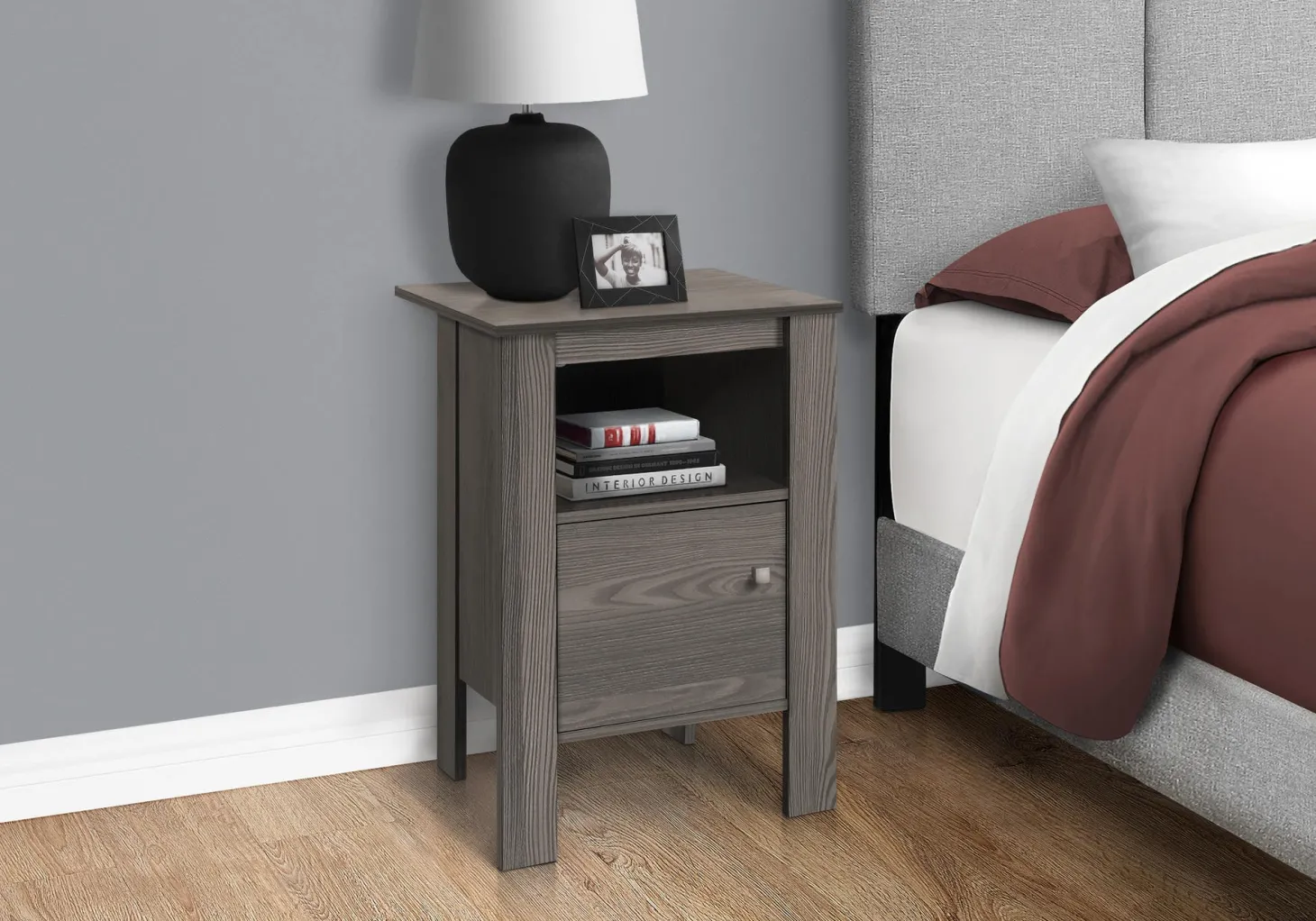 Table d'appoint, table de nuit - tablette ouverte, armoire de rangement, r - Monarch