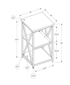 Table d'appoint, table de nuit - 3 niveaux, 2 tablettes, carré - 26