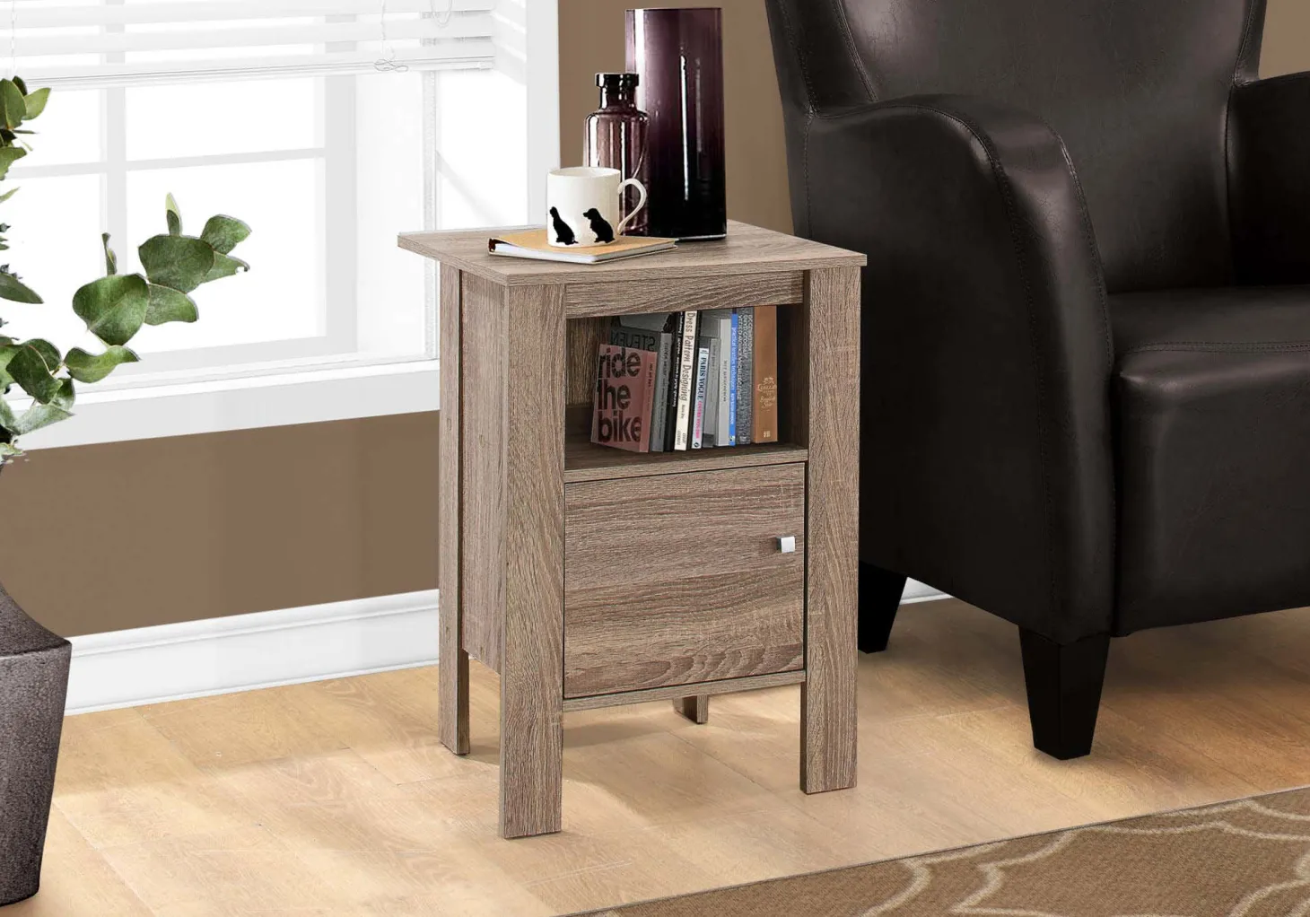 Table d'appoint, table de nuit - tablette ouverte, armoire de rangement - Monarch