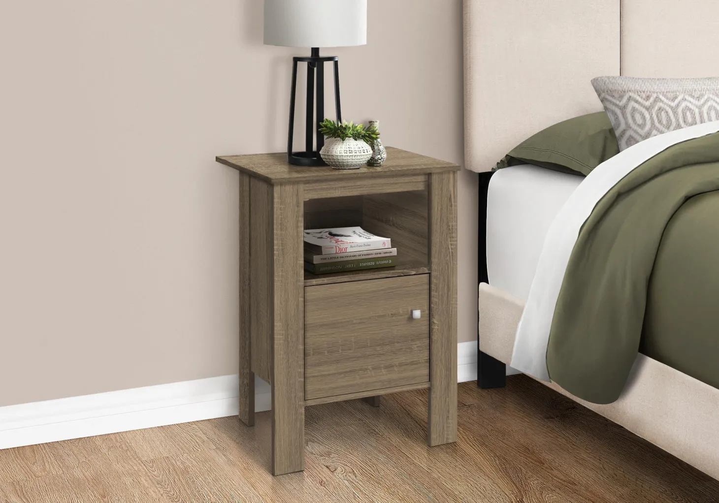Table d'appoint, table de nuit - tablette ouverte, armoire de rangement - Monarch