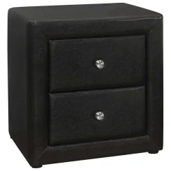 Table de chevet - rembourrée, 2 tiroirs de rangement - 21" h - simili cuir n - Monarch