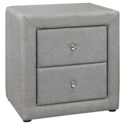 Table de chevet - rembourrée, 2 tiroirs de rangement - 21" h - faux lin gris - Monarch