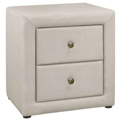 Table de chevet - rembourrée, 2 tiroirs de rangement - 21" h - faux lin beig - Monarch