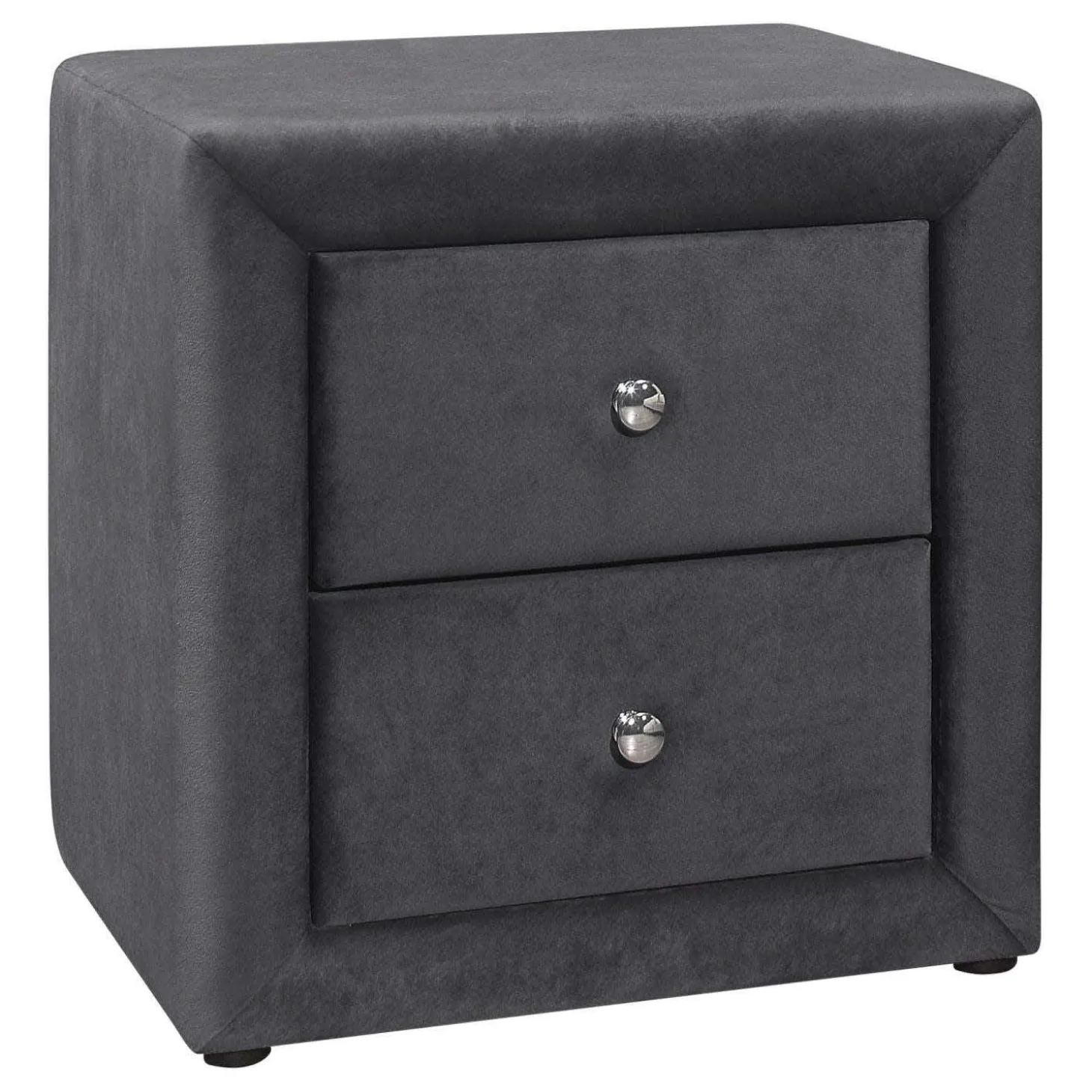 Table de chevet - rembourrée, 2 tiroirs de rangement - 21" h - velour gris f - Monarch