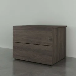 Table de nuit à 2 tiroirs, gris écorce - Nexera