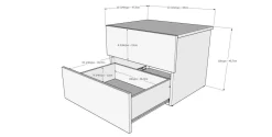 Table de nuit à 2 tiroirs, gris écorce - Nexera