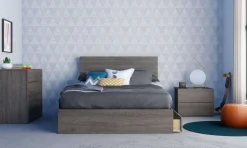Table de nuit à 2 tiroirs, gris écorce - Nexera