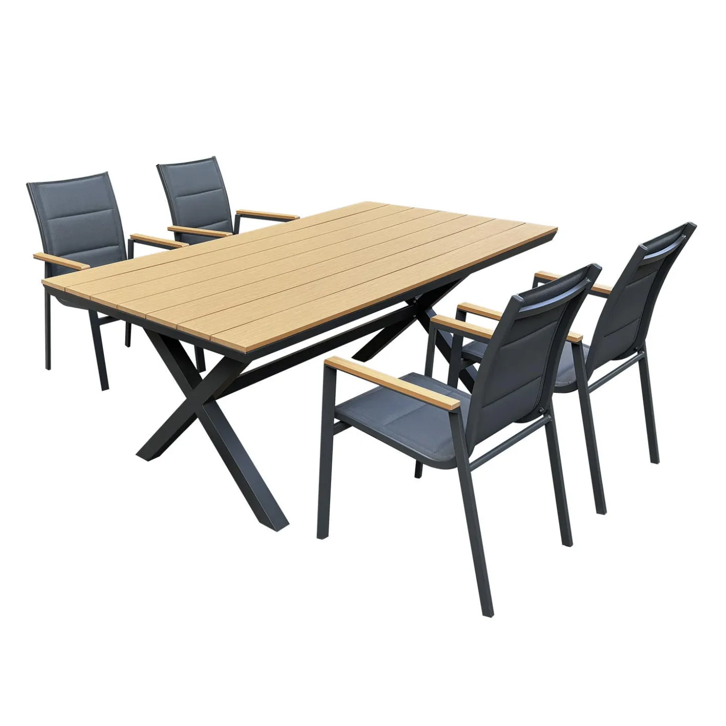 Table d’extérieur en polywood et aluminium avec 4 chaises