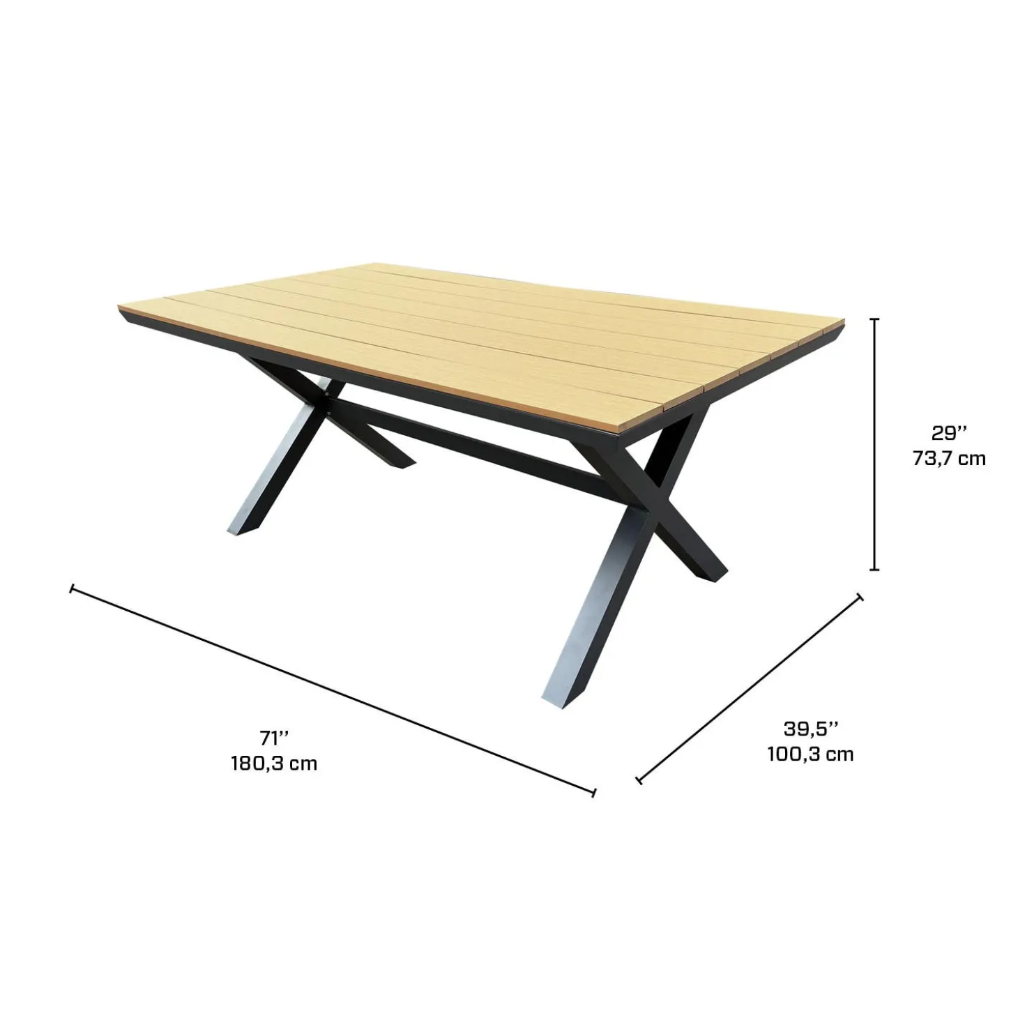 Table d’extérieur en polywood et aluminium avec 4 chaises