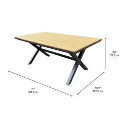 Table d’extérieur en polywood et aluminium avec 6 chaises