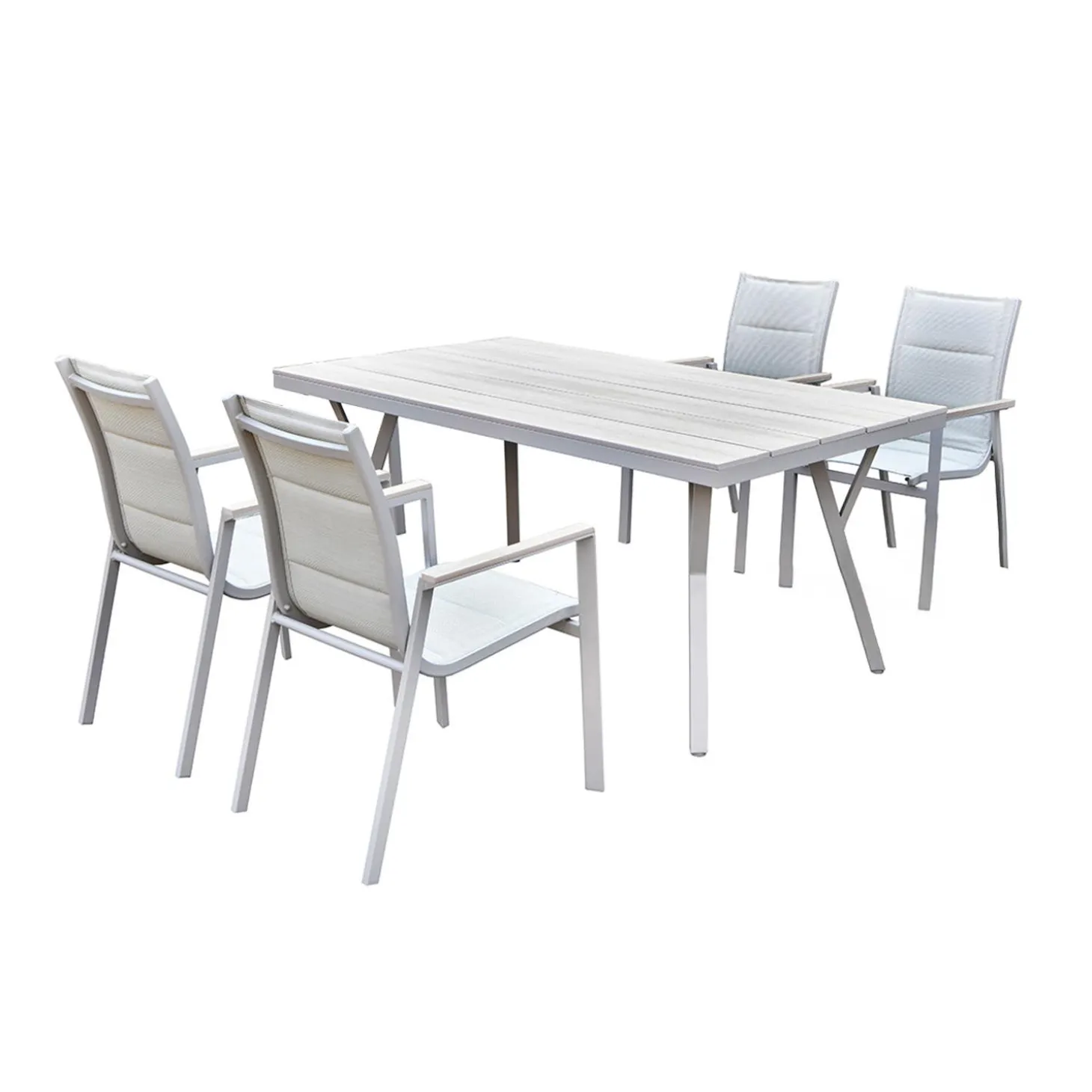 Table d’extérieur en polywood et aluminium avec 4 chaises