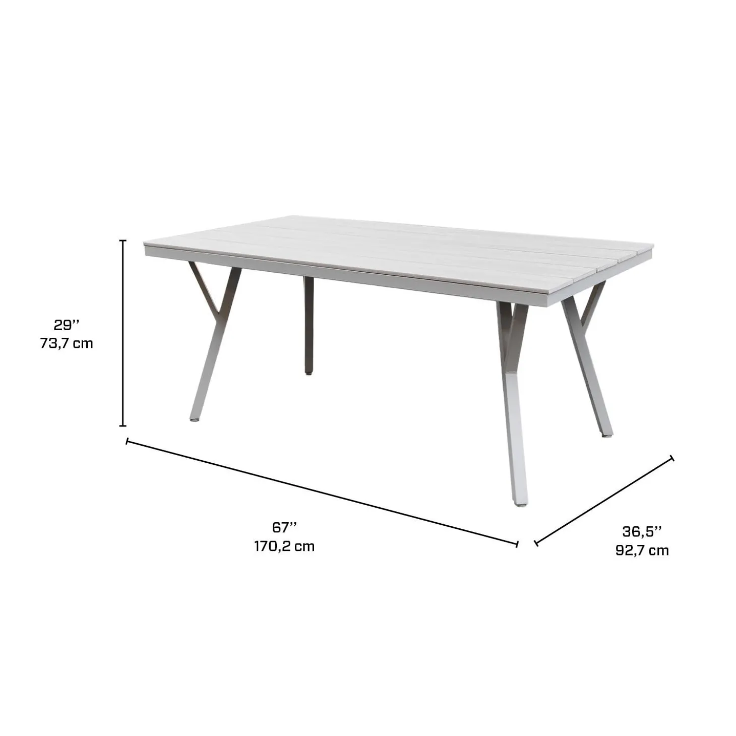 Table d’extérieur en polywood et aluminium avec 4 chaises