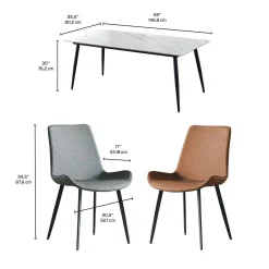 Table en pierre sintérisée avec 6 chaises