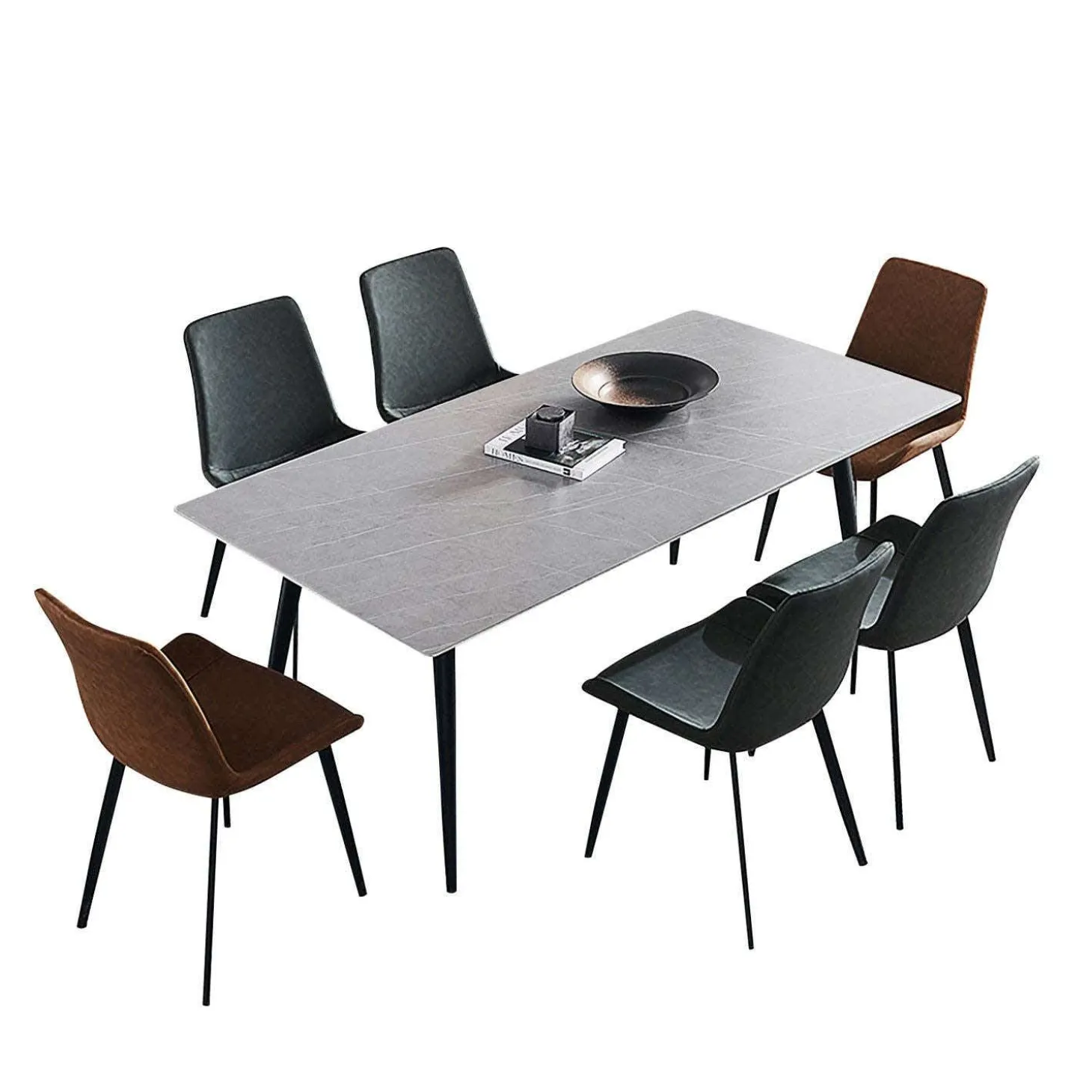 Table en pierre sintérisée avec 6 chaises