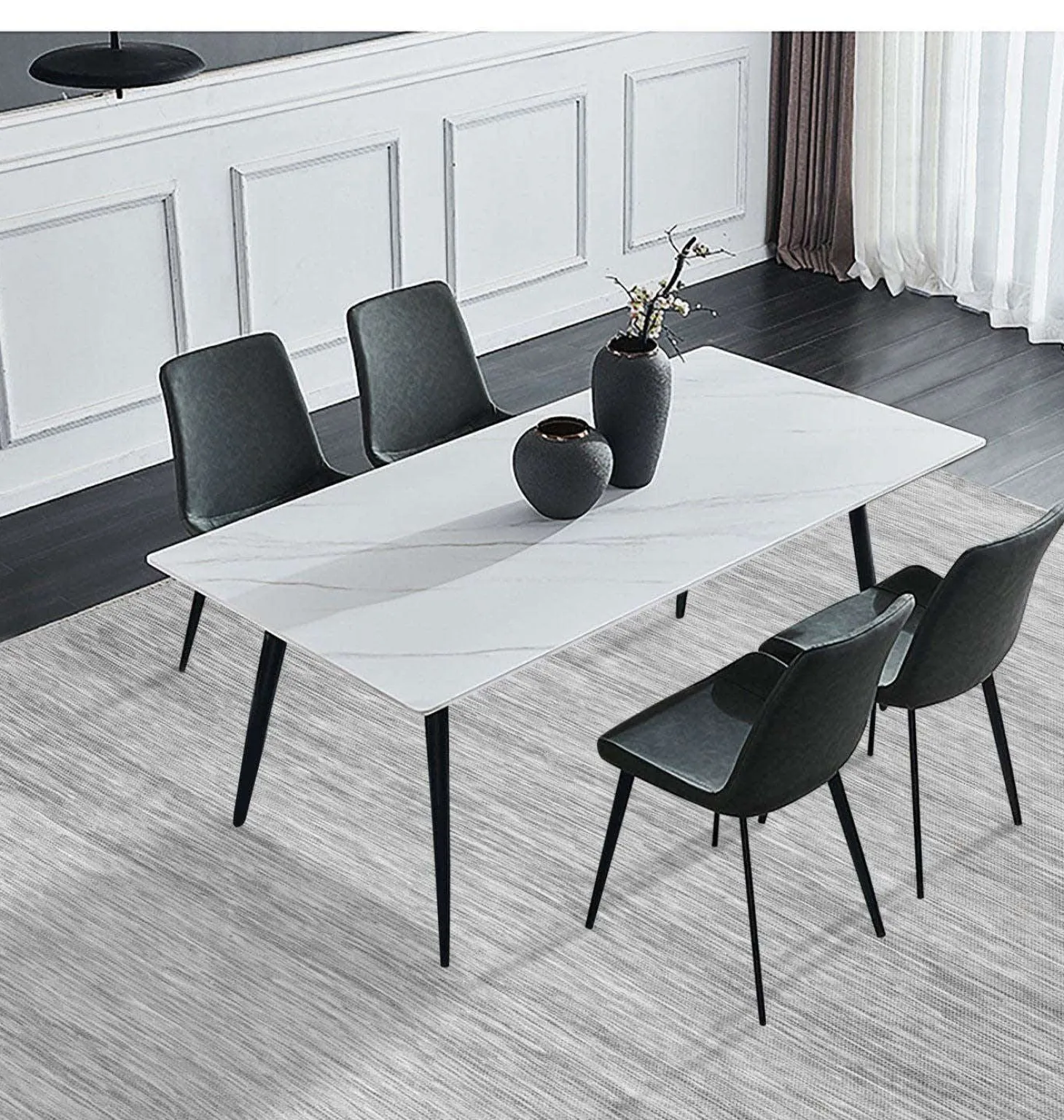 Table en pierre sintérisée avec 4 chaises
