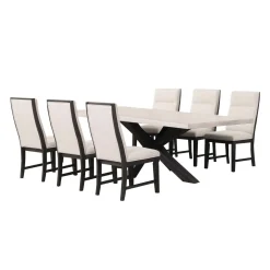 Table rectangulaire et 6 chaises - blanc crème