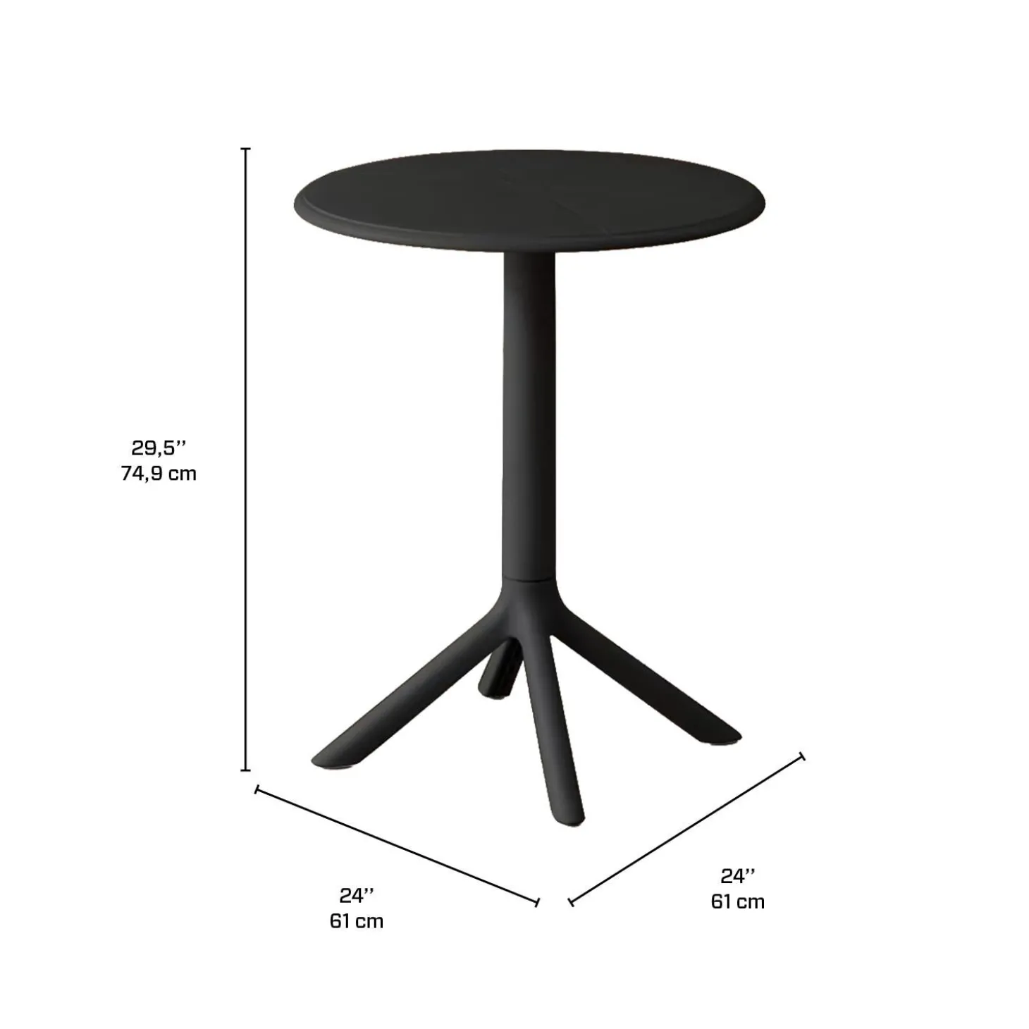 Table ronde intérieur/extérieur en résine – noir