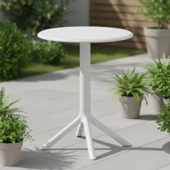 Table ronde intérieur/extérieur en résine – blanc