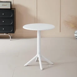 Table ronde intérieur/extérieur en résine – blanc
