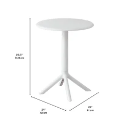 Table ronde intérieur/extérieur en résine – blanc