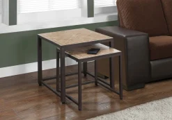 Tables gigognes - ens. 2mcx, terracotta, brun martele - Monarch