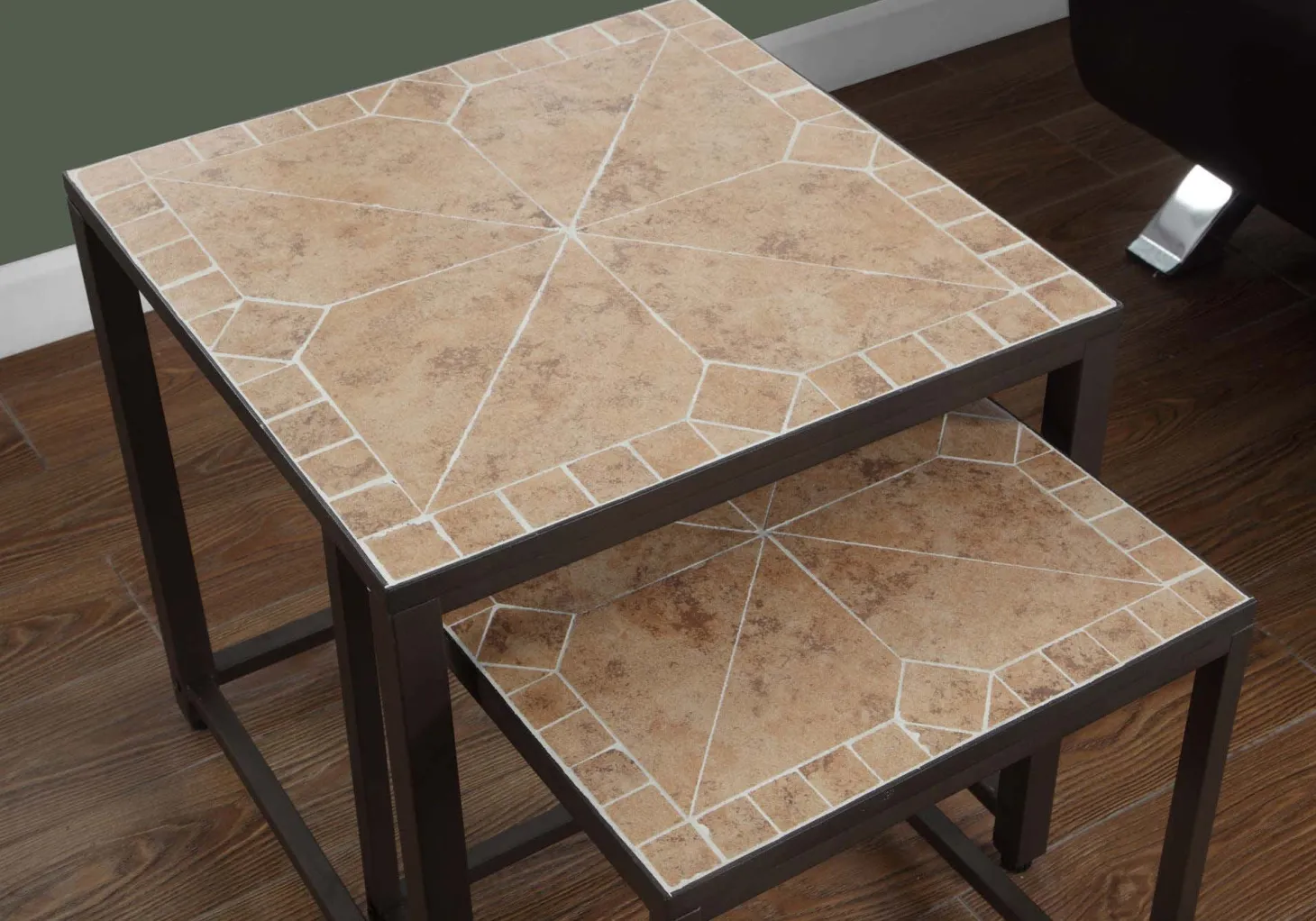 Tables gigognes - ens. 2mcx, terracotta, brun martele - Monarch