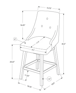 Tabouret de bar - ensemble de 2, pivotant, dossier capitonné, rembourré /h
