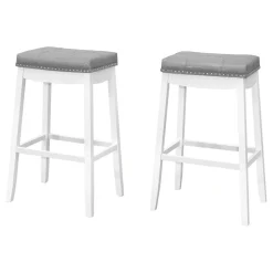 Tabouret de bar - ensemble de 2, capitonné, bordure de tête de clou, rembo