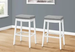 Tabouret de bar - ensemble de 2, capitonné, bordure de tête de clou, rembo