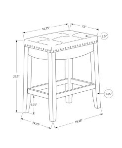 Tabouret de bar - ensemble de 2, capitonné, bordure de tête de clou, rembo