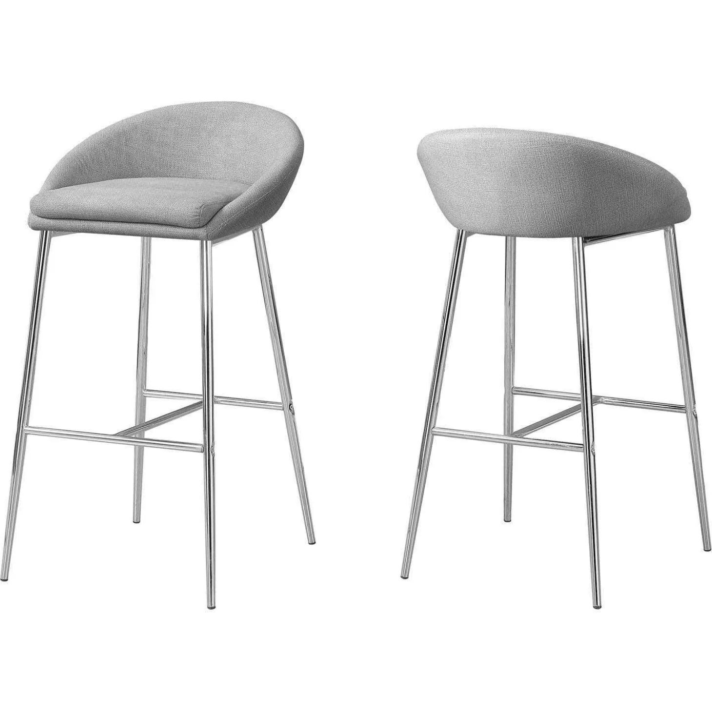 Tabouret de bar - 2mcx, tissu gris, hauteur comptoir