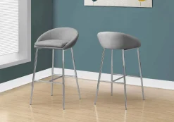 Tabouret de bar - 2mcx, tissu gris, hauteur comptoir