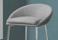 Tabouret de bar - 2mcx, tissu gris, hauteur comptoir