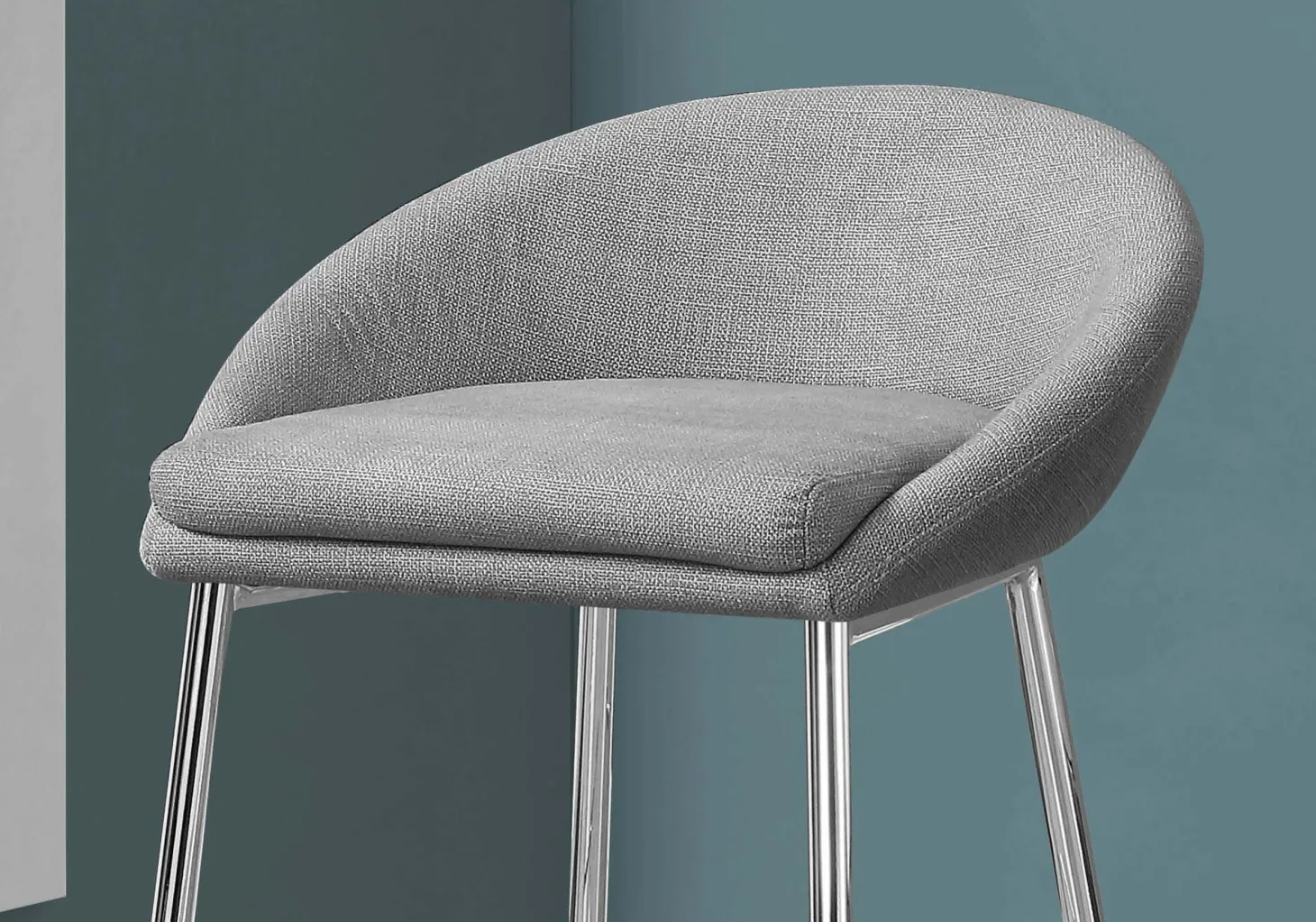 Tabouret de bar - 2mcx, tissu gris, hauteur comptoir