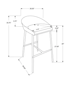 Tabouret de bar - 2mcx, tissu gris, hauteur comptoir