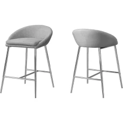 Tabouret de bar - 2mcx, tissu gris, hauteur comptoir