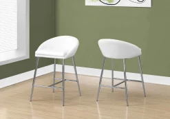 Tabouret de bar - 2mcx/blanc/base chrome/hauteur comptoir