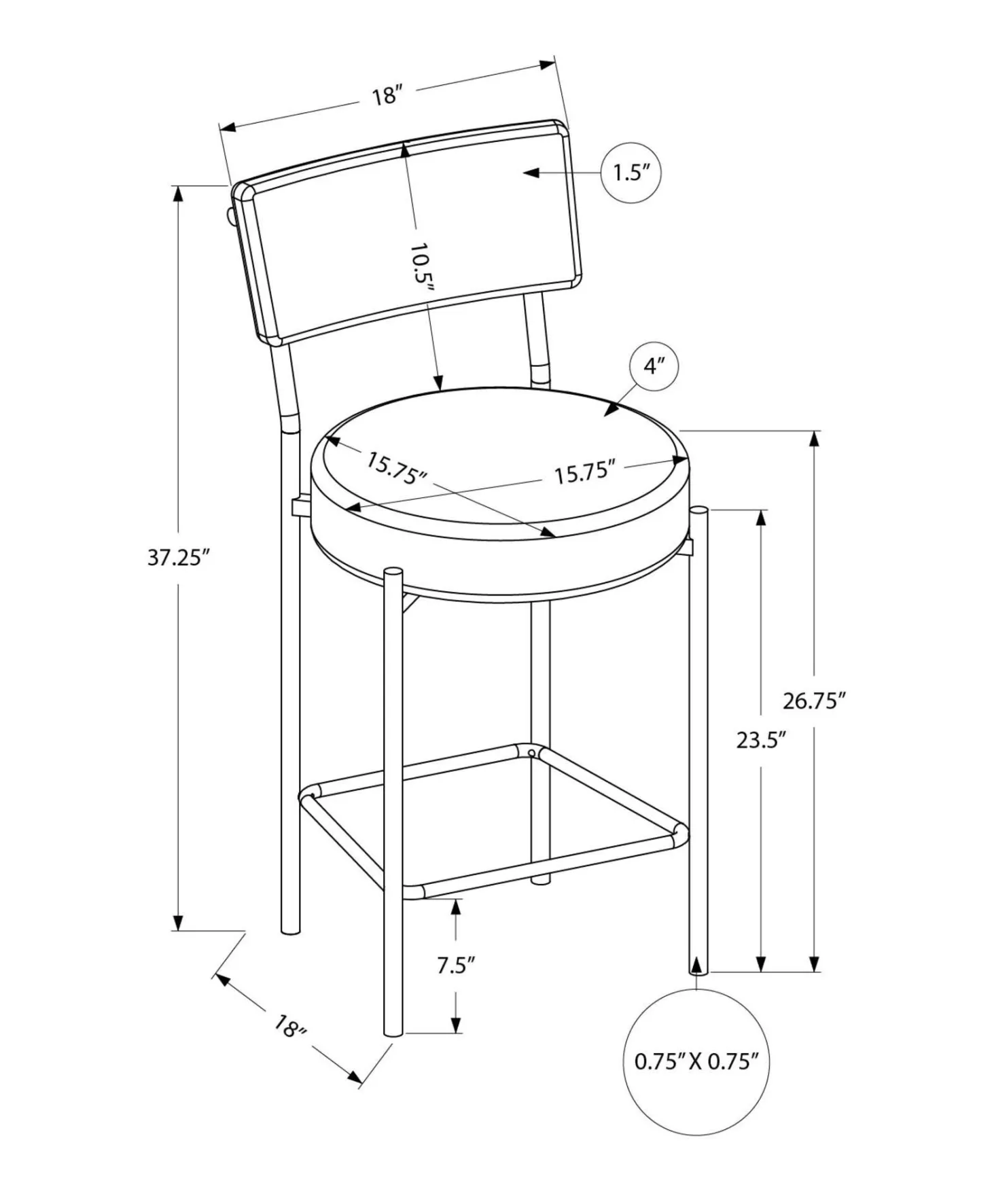 Tabouret de bar (boîte de 2)