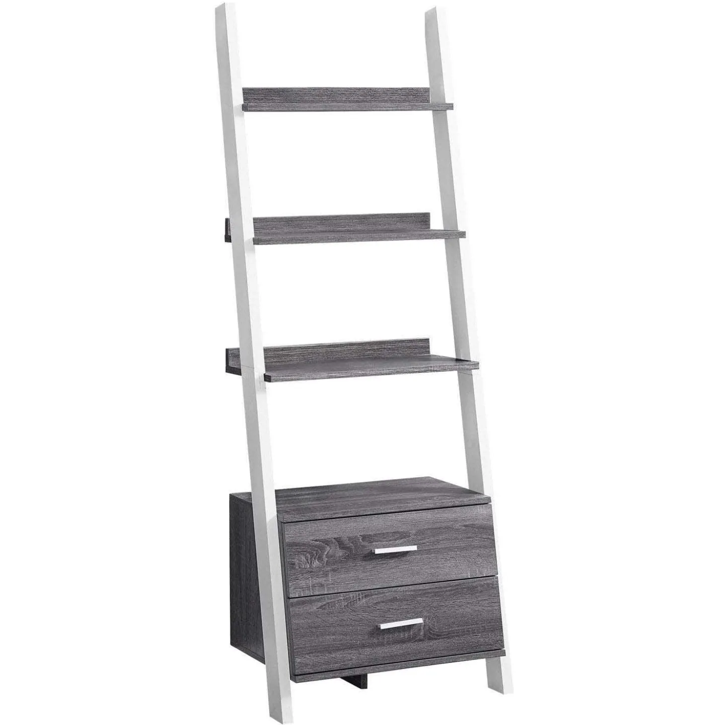 Étagère - 69"H, biblioteque avec 2 tiroirs gris - blanc - Monarch
